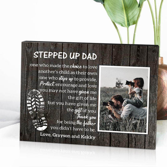 Custom Personalized Stepped-Up Dad Picture Frame Plaque