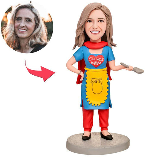 Super Mom Custom Bobblehead with Engraved Text