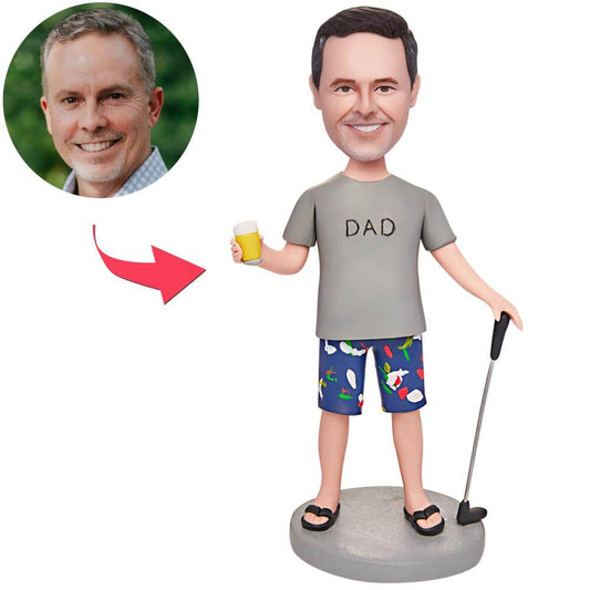 Personalized Golf Dad Custom Bobblehead with Engraved Text