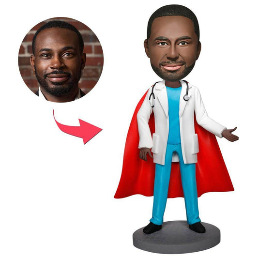 Custom Super Doctor with Stethoscope Bobblehead with Engraved Text