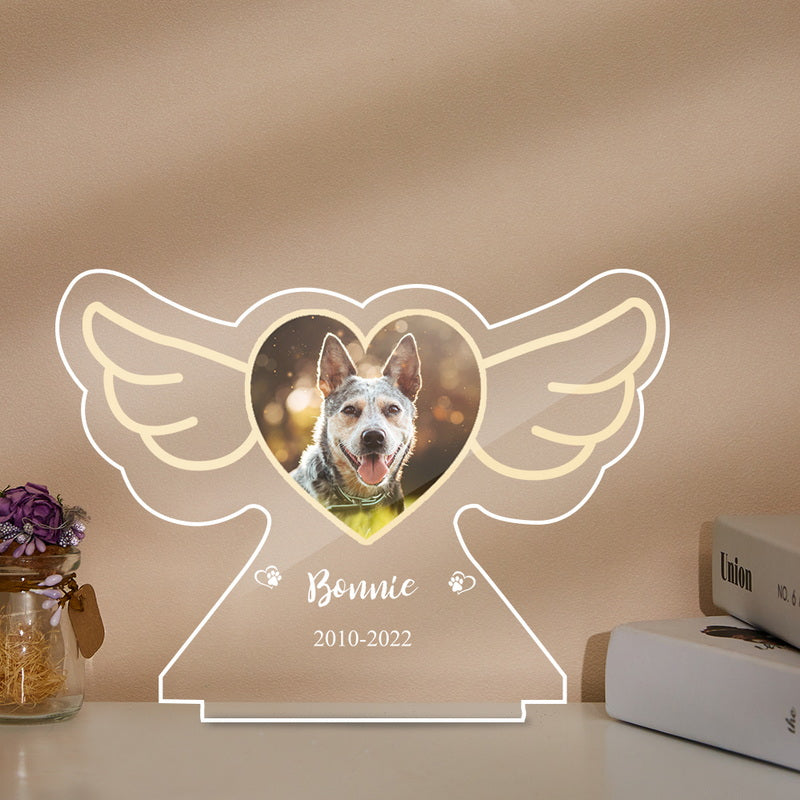 Personalized Pet Photo Lamp Custom Name Angel Wings Night Light - Premium picture frame from MadeMine - Just $14.99! Shop now at giftmeabreak