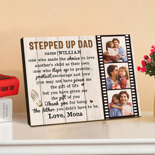 Personalized Custom Stepped Up Dad Film Photo Plaque