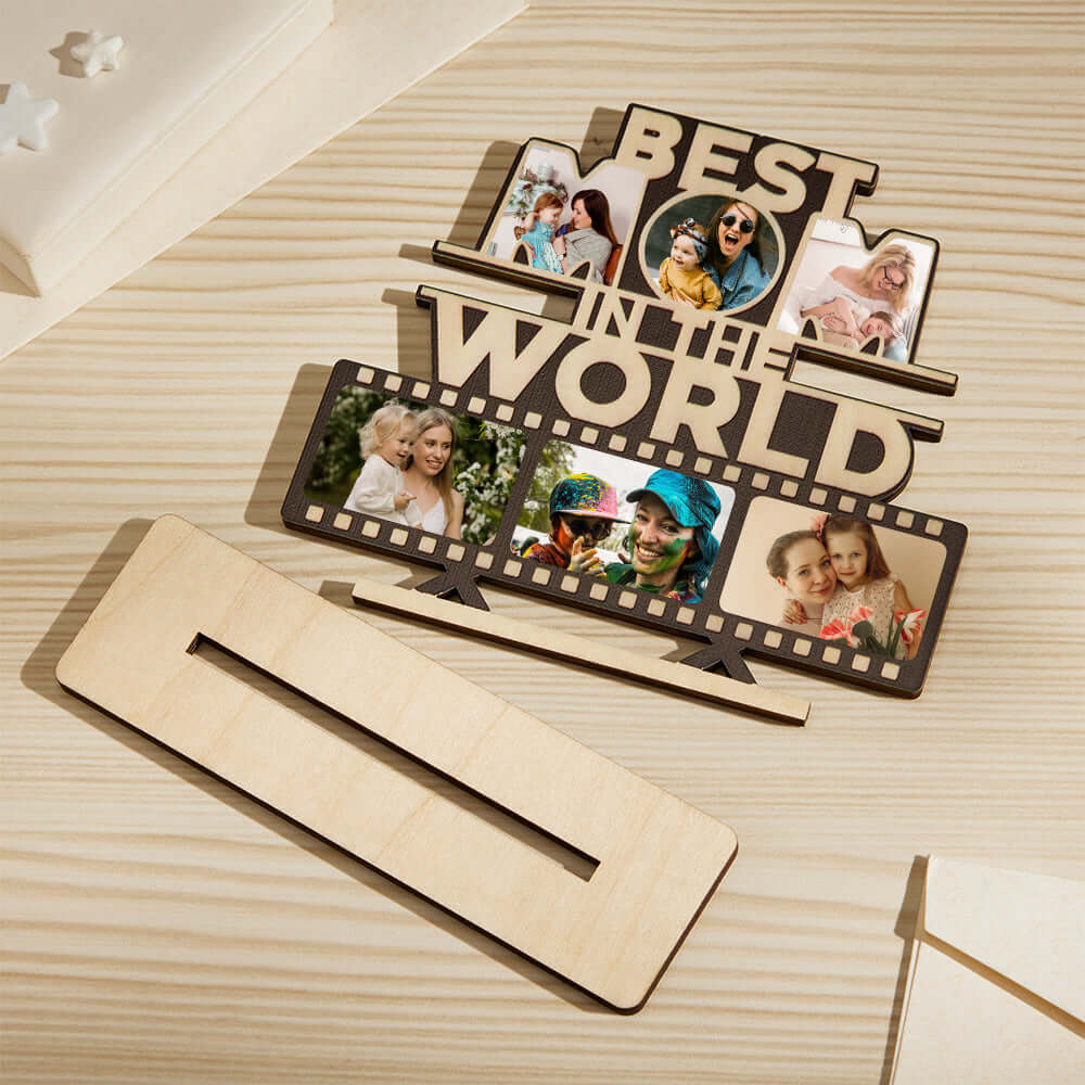 Custom Best Mom in the World Photo Wooden Plaque