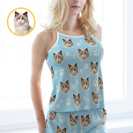 Custom Cat Photo Face Shorty Pajama Short Set