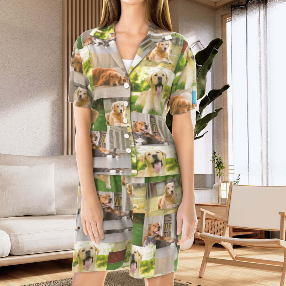 Women's Custom Photo Short Sleeve Pajama Short Set