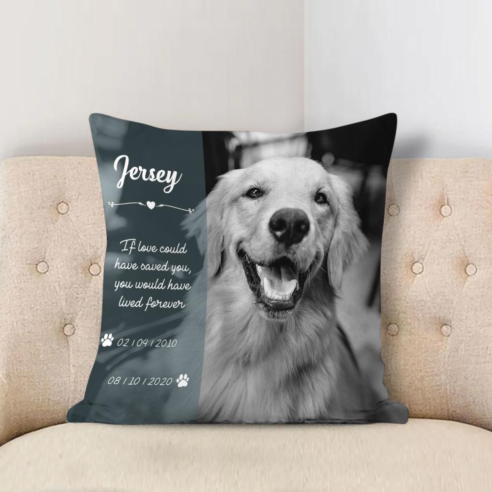 Pet Memorial Photo Pillow With Black And White Effect. Professional Photo Editing Included. Pillow Case Option Available. Pet Loss Gift