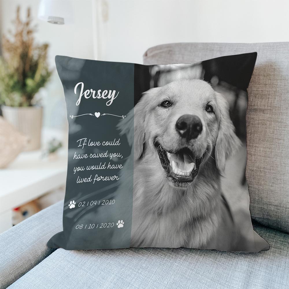 Pet Memorial Photo Pillow With Black And White Effect. Professional Photo Editing Included. Pillow Case Option Available. Pet Loss Gift