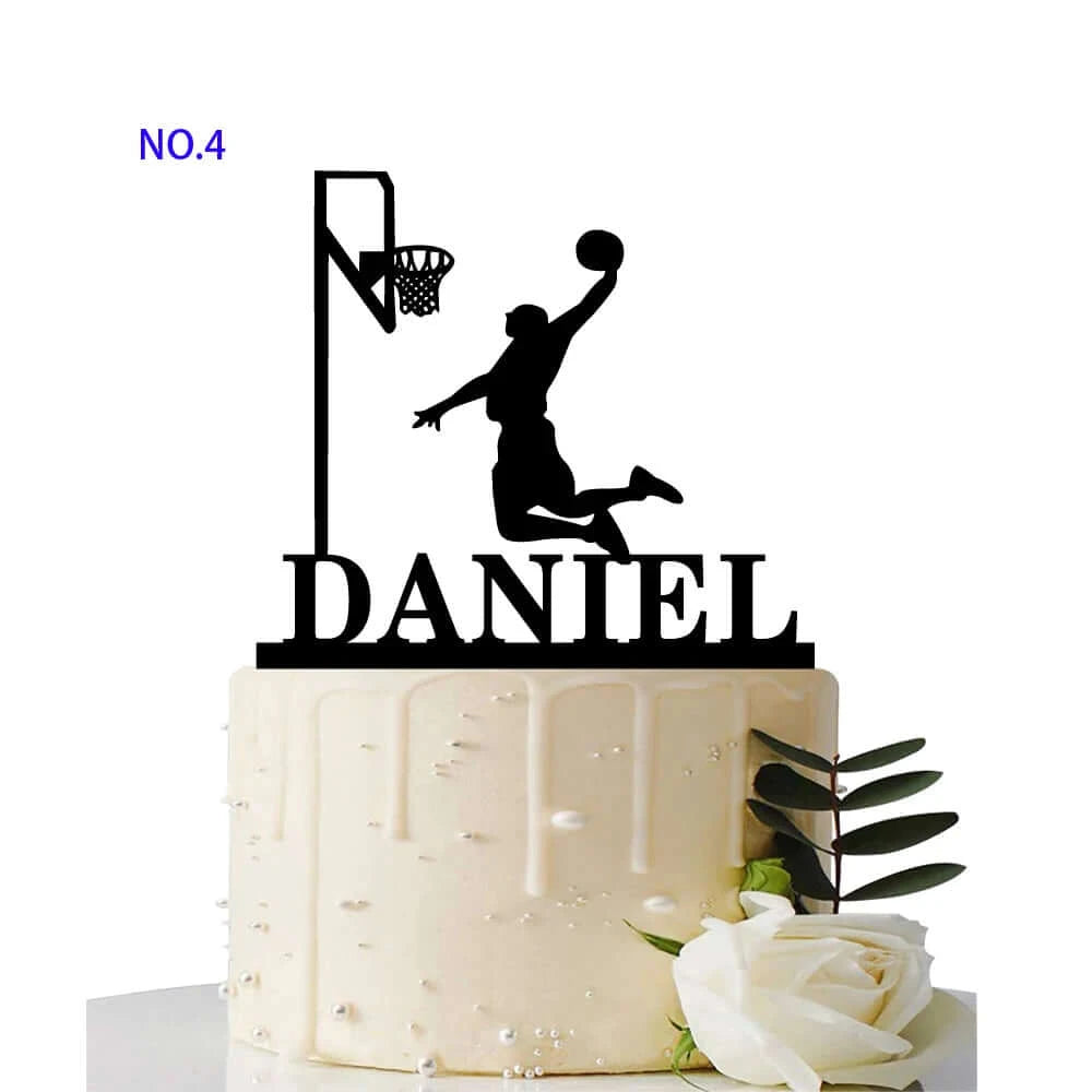 Custom Basketball Theme Name Acrylic Birthday Cake Topper