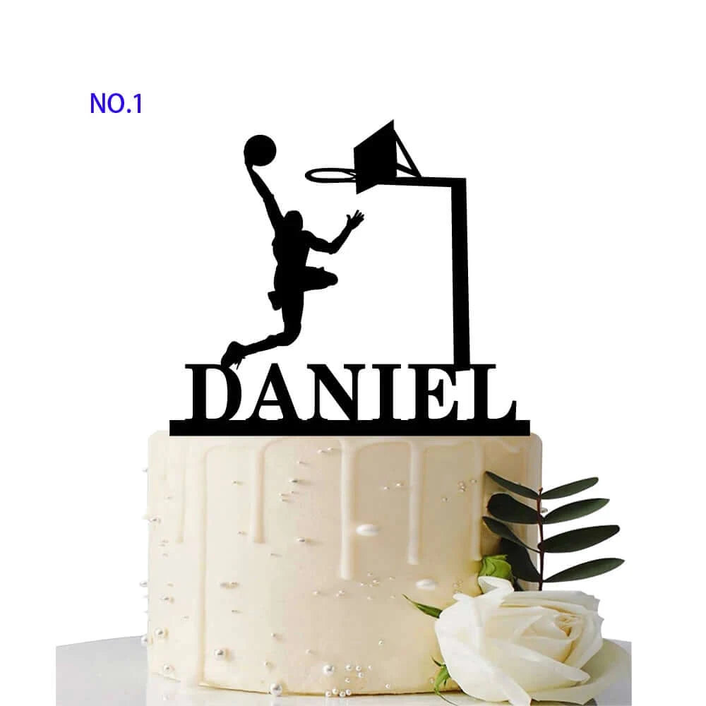 Custom Basketball Theme Name Acrylic Birthday Cake Topper