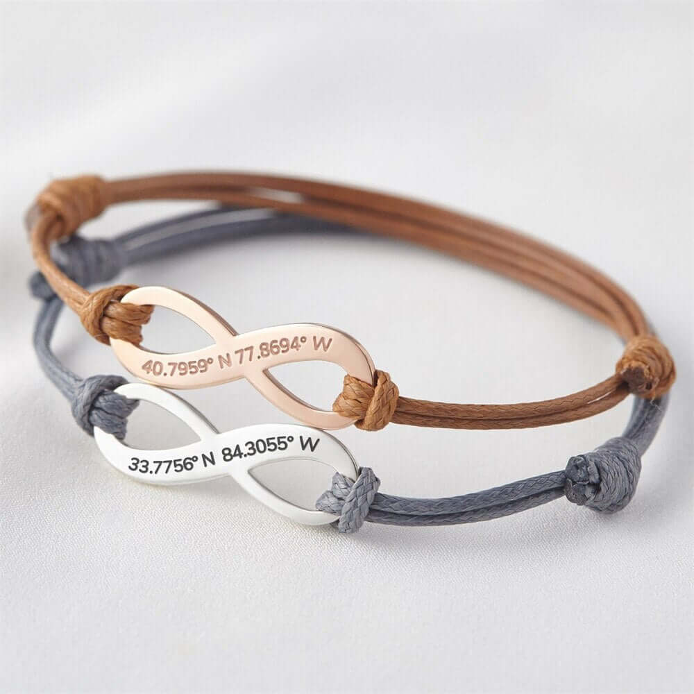 Personalize Stainless Steel Rope Infinity Adjustable Bracelet