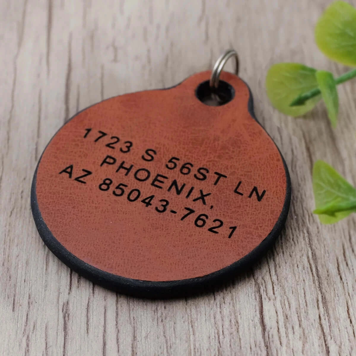 Custom Engraved Mountain Scene Leather or Wood Dog Tag