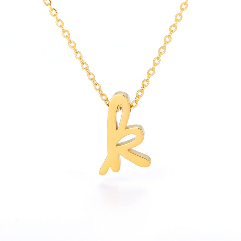 Vintage Tiny Initial Letter Necklaces for Women Stainless Steel