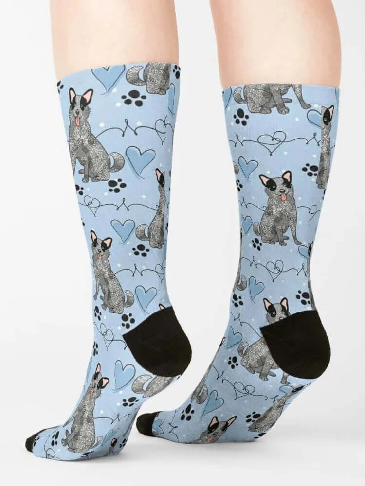 LOVE Blue Heeler Australian Cattle Dog Socks