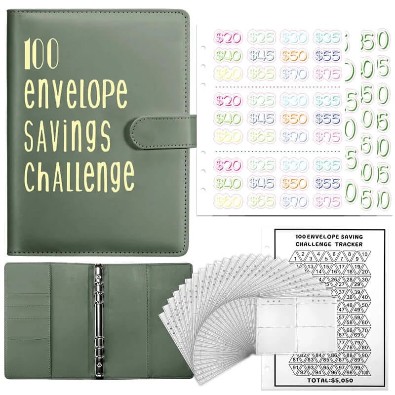 100 Envelope A5 Money Saving Challenge Binder with Cash Envelopes 52 Weeks