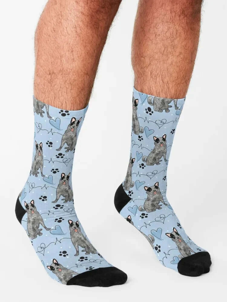 LOVE Blue Heeler Australian Cattle Dog Socks