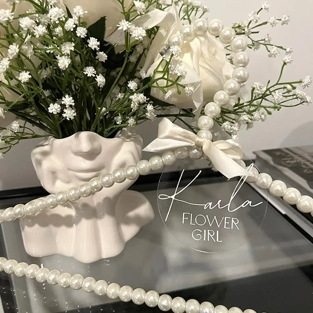 Personalized Pearl Wedding Bride Groom Hanger