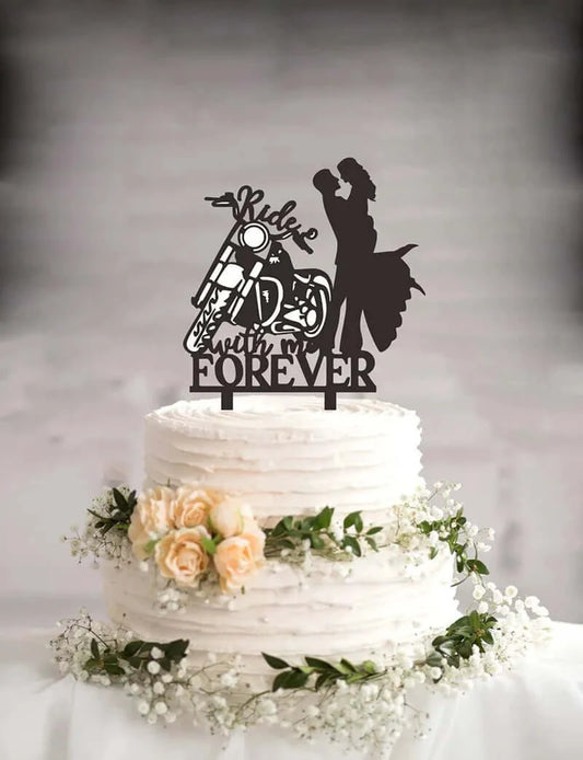 Motorcycle Wedding Cake Topper, Ride with Me Forever