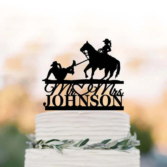 Funny Acrylic Personalized Cowboy Cowgirl Western Cake Topper