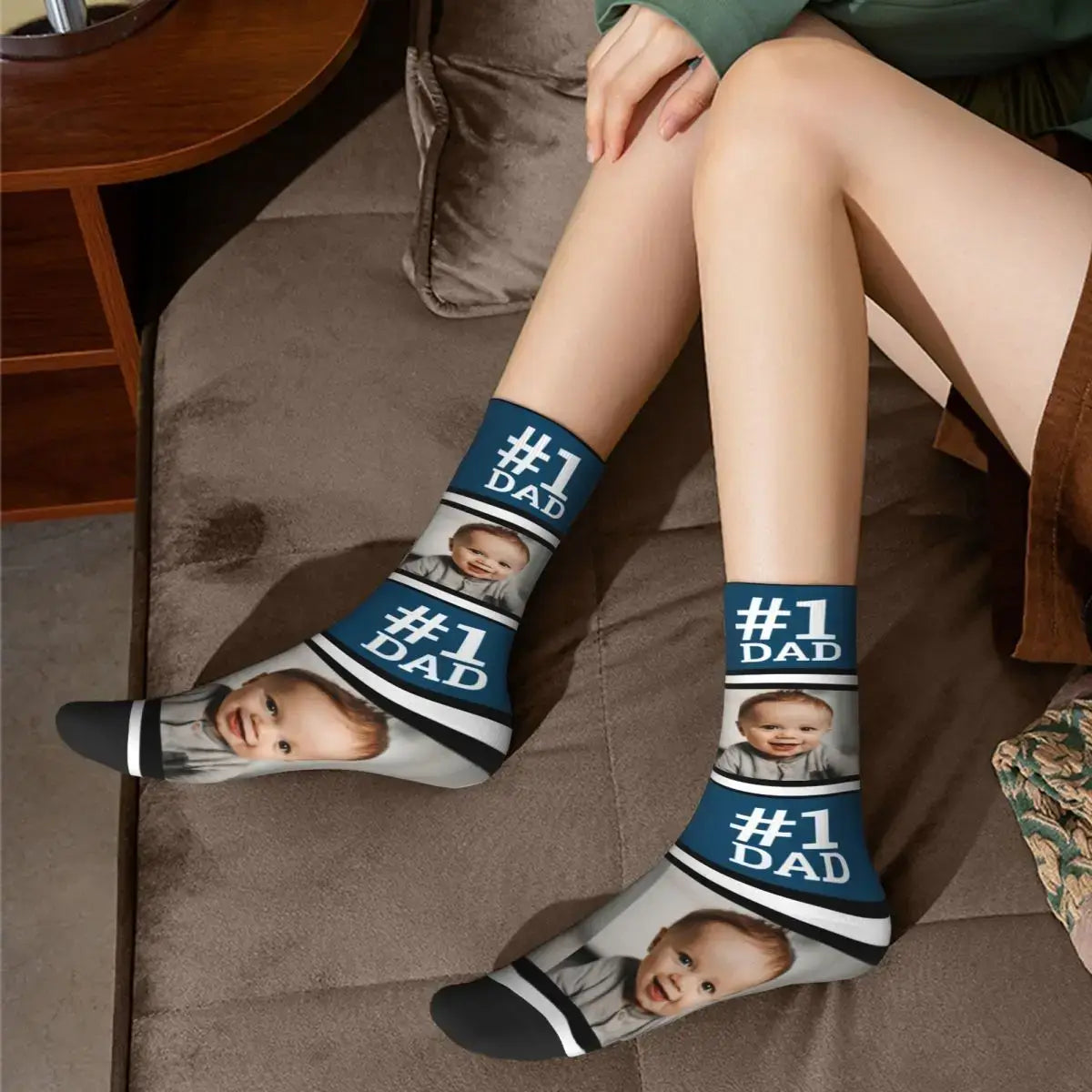 Custom #1 Dad Photo Socks