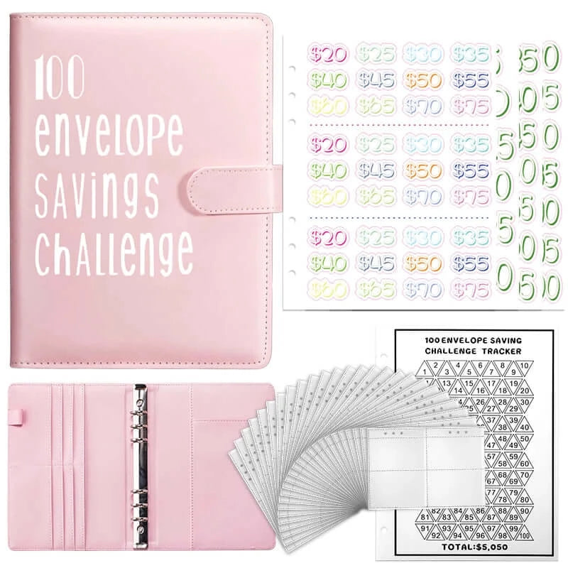 100 Envelope A5 Money Saving Challenge Binder with Cash Envelopes 52 Weeks