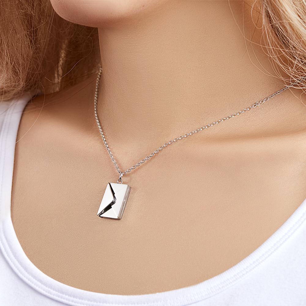 Personalized Stainless Steel Custom Photo Envelope Locket Necklace - Premium necklace from MadeMine - Just $24.99! Shop now at giftmeabreak