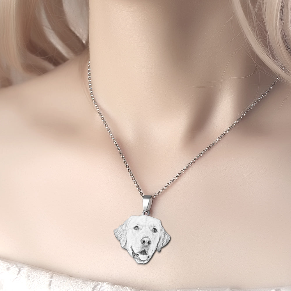 Personalized Stainless Steel Pet Photo Engraved Necklace - Premium photo necklace from MadeMine - Just $24.99! Shop now at giftmeabreak
