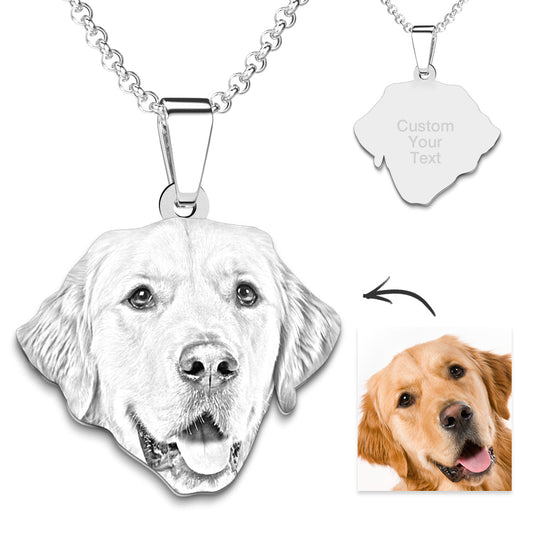 Personalized Stainless Steel Pet Photo Engraved Necklace 