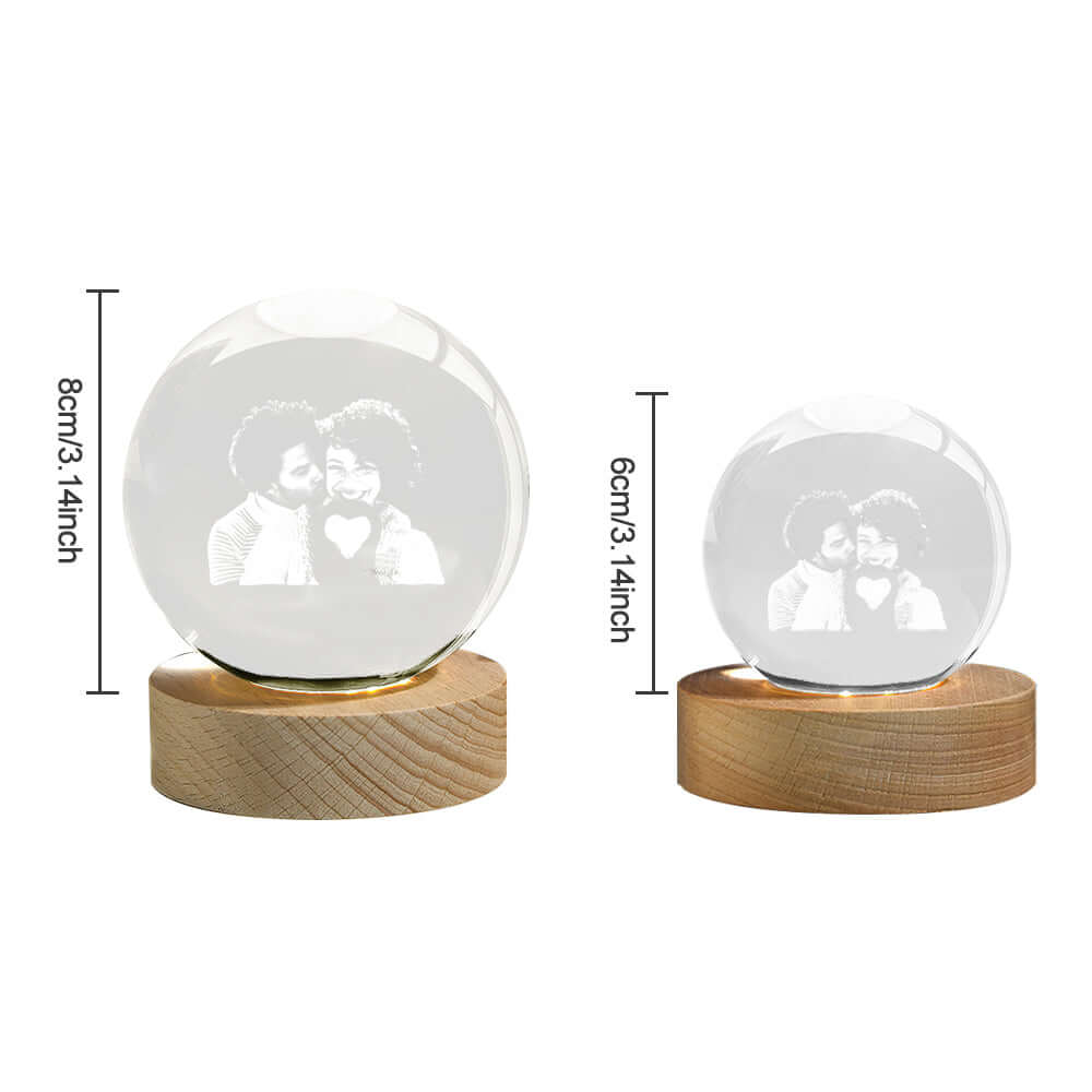 Personalized 2D Photo Crystal Ball Night Light