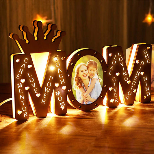 Custom Mom Wood LED Photo Light