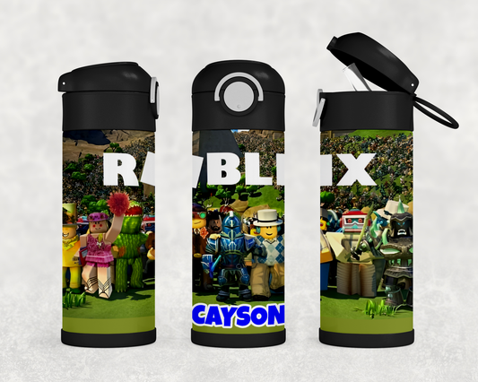Personalized Robot Blox Video Game 12oz Stainless Steel Kids Tumbler