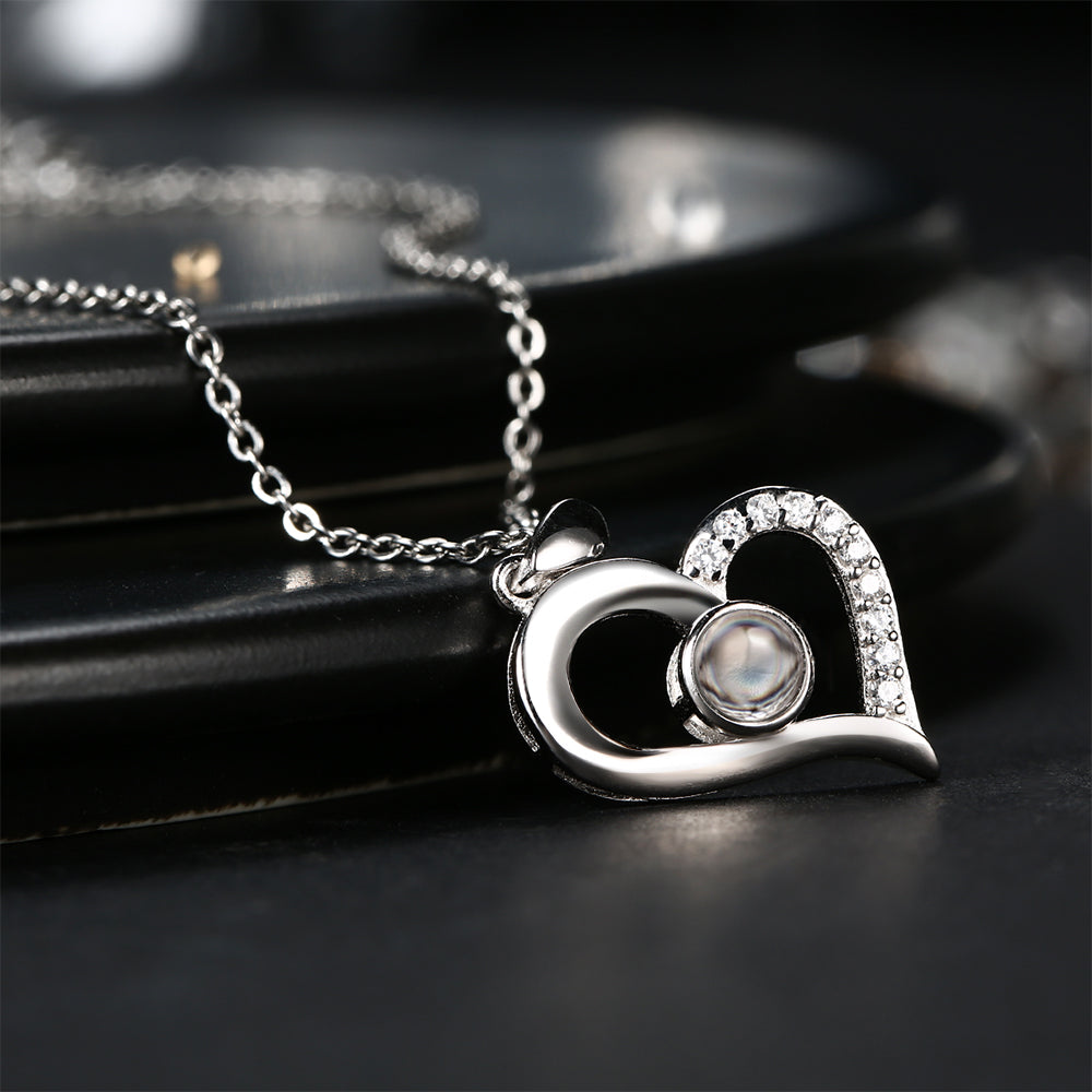 Personalized Sterling Silver Heart Pendant Photo Projection Necklace - Premium necklace from MadeMine - Just $29.99! Shop now at giftmeabreak