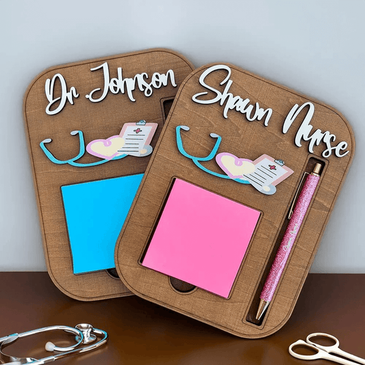 Personalized Medical Themed Sticky Note Holder with Pen Slot, Doctor/Nurse