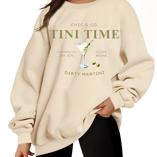 Women's Tini Time Martini Minimalist Oversized Sweatshirt