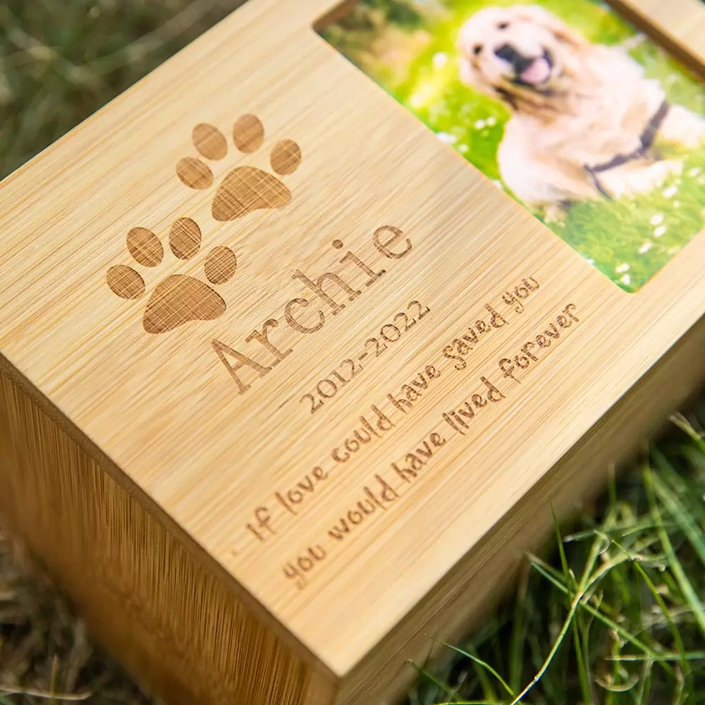 Personalized Wooden Pet Cremation Boxes with Photo & Message, Pet Urn, Memorial Cremation Urn, Memorial Gift - Premium urn from You only Jewelry - Just $39.99! Shop now at giftmeabreak