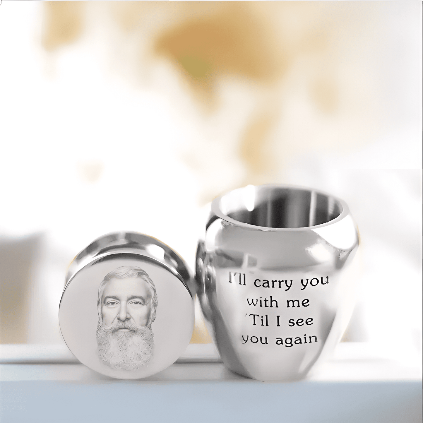 Personalized Photo Cremation Mini Urn Memorial Keepsake with Photo and Message