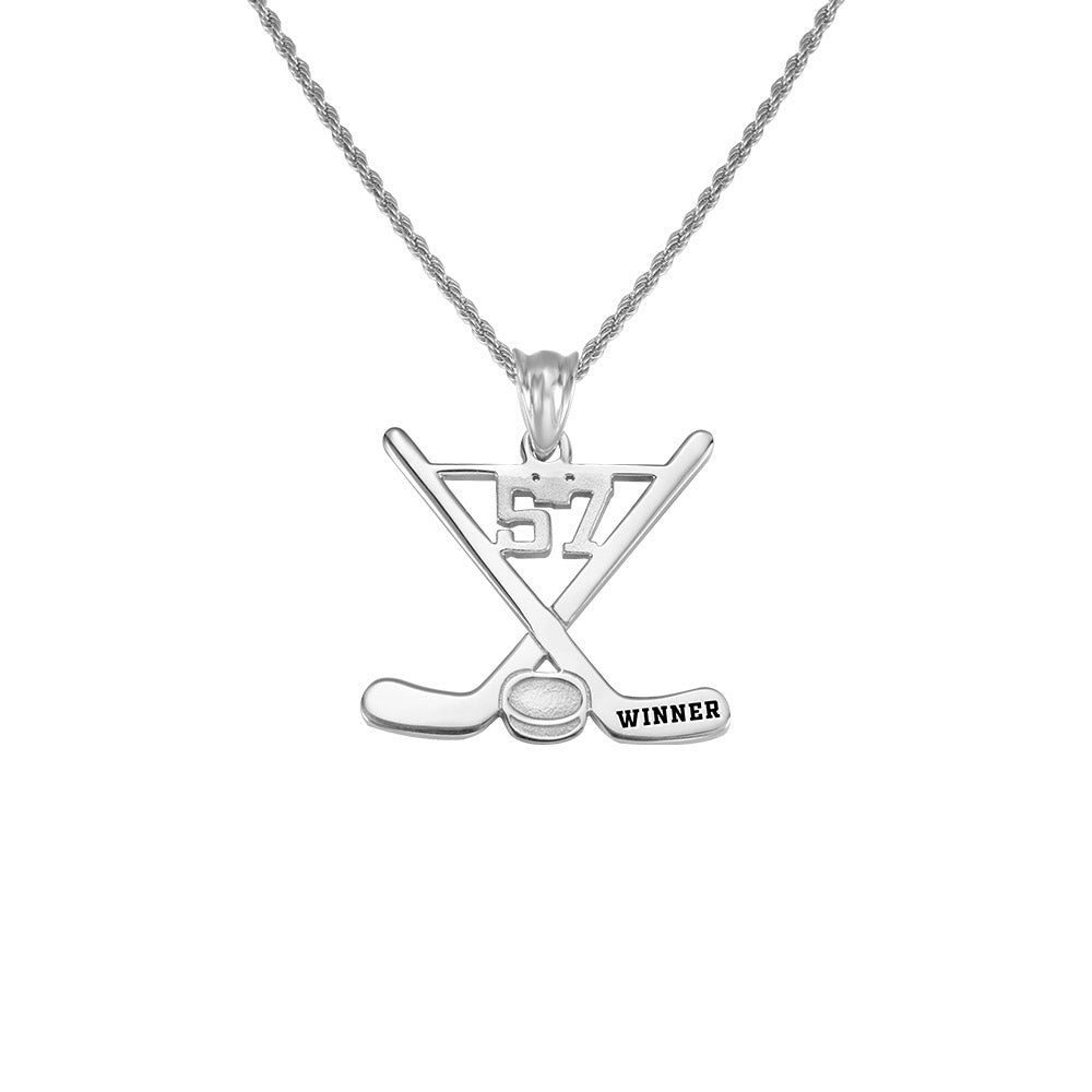 Personalized Men's Sterling Silver Ice Hockey Necklace - Premium men's necklace from ideaplus - Just $45.99! Shop now at giftmeabreak