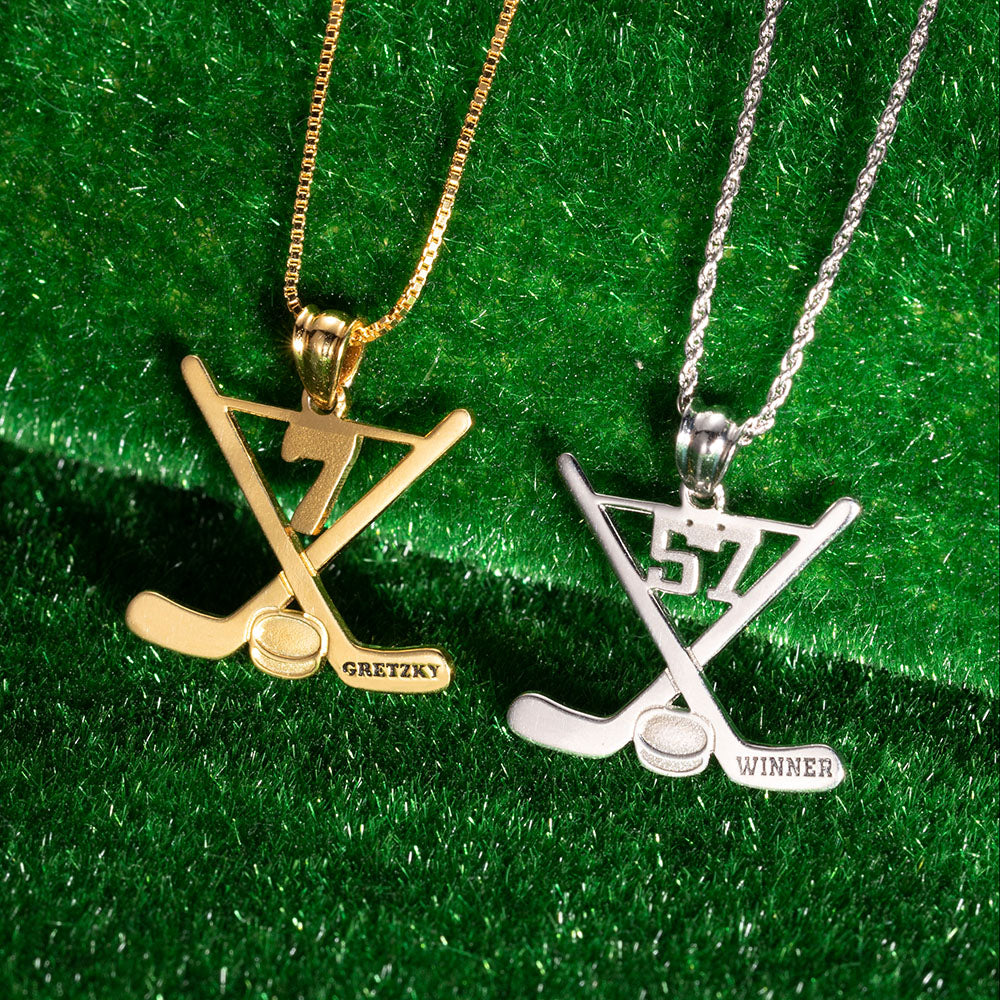 Personalized Men's Sterling Silver Ice Hockey Necklace - Premium men's necklace from ideaplus - Just $45.99! Shop now at giftmeabreak