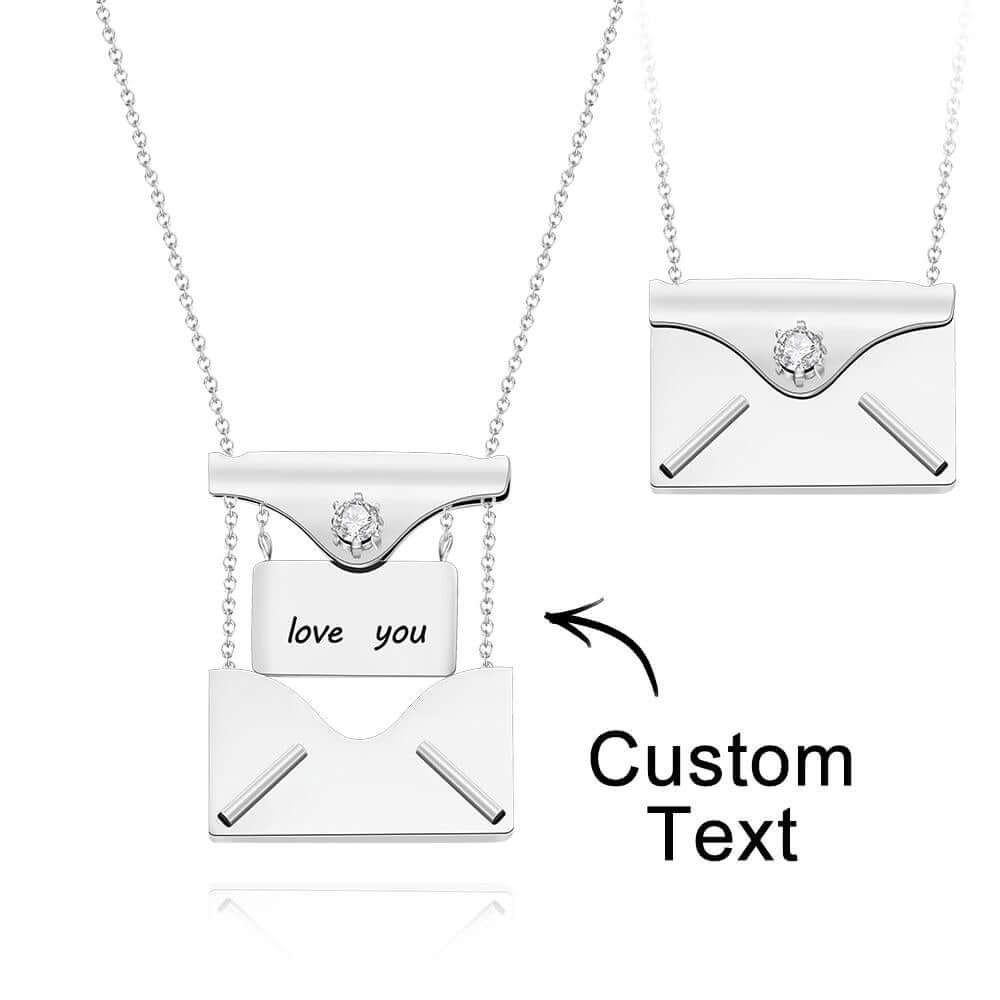 Personalized Custom Engraved Secret Message Envelope Necklace