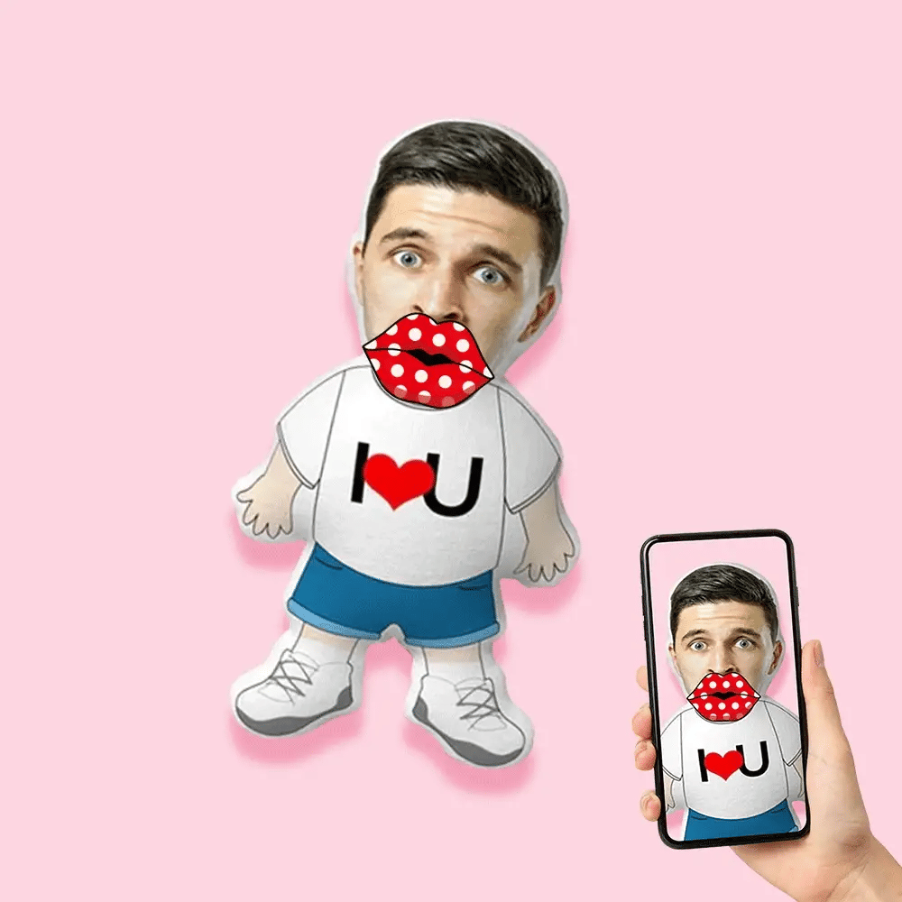 Personalized Funny Custom Face I LOVE U Minime Pillow with Body - Premium pillow from Mademine - Just $13.99! Shop now at giftmeabreak