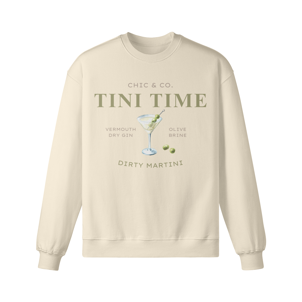Women's Tini Time Martini Minimalist Oversized Sweatshirt