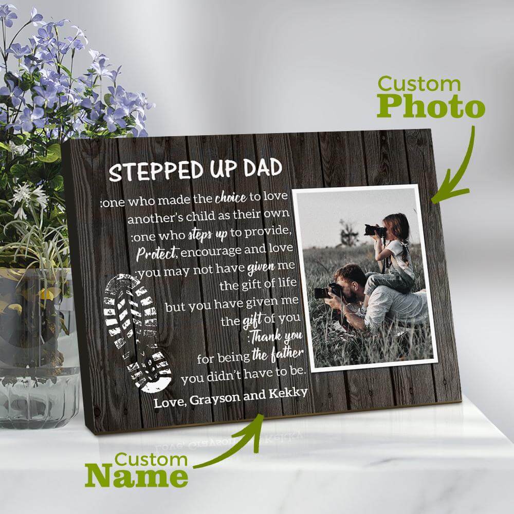 Custom Personalized Stepped-Up Dad Picture Frame Plaque