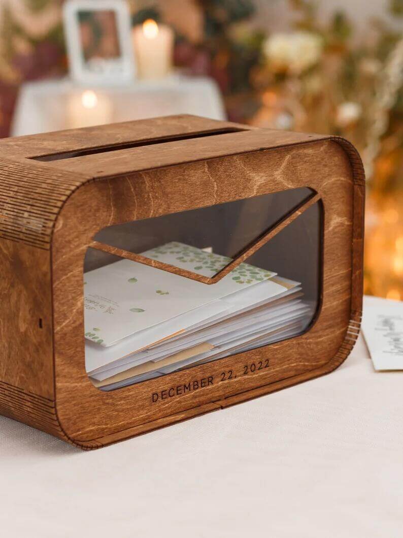 Wooden Wedding Card Greeting Envelope Box