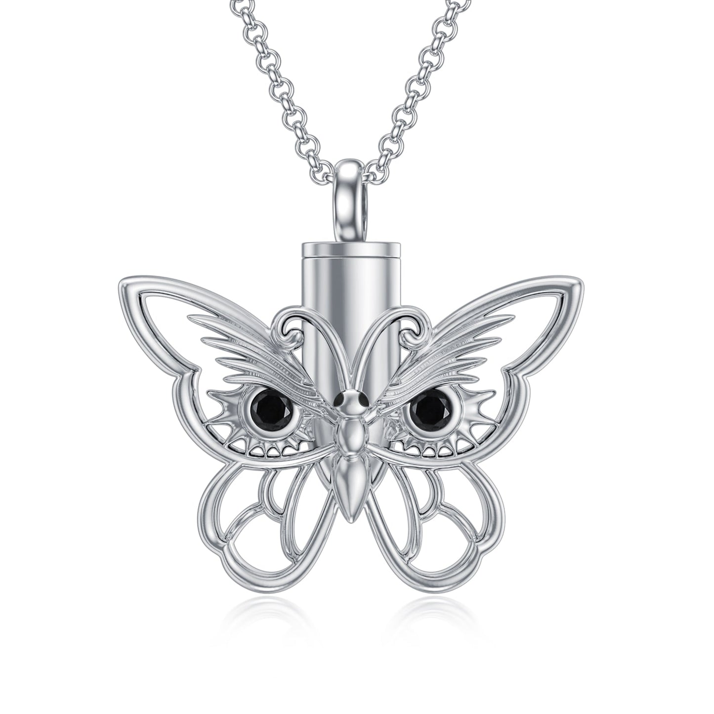 Sterling Silver Butterfly and Owl Urn Necklace for Ashes - Premium necklace from giftmeabreak - Just $72.99! Shop now at giftmeabreak