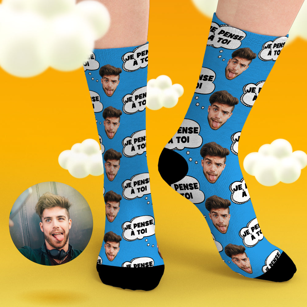 Unisex Thinking of You Socks Personalized with Photo Face - Premium socks from MadeMine - Just $10.99! Shop now at giftmeabreak