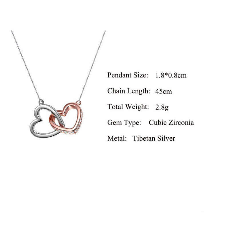 Delicate Two-Tone Heart-to-Heart Double Ring Design Gift Box Necklace for Your Soul Mate