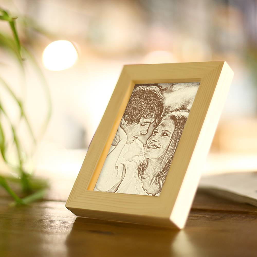 Personalized Engraved Photo Frame Wooden Sketch Effect - 6 Inches 8 Inches 10 Inches - Premium picture from MadeMine - Just $7.99! Shop now at giftmeabreak