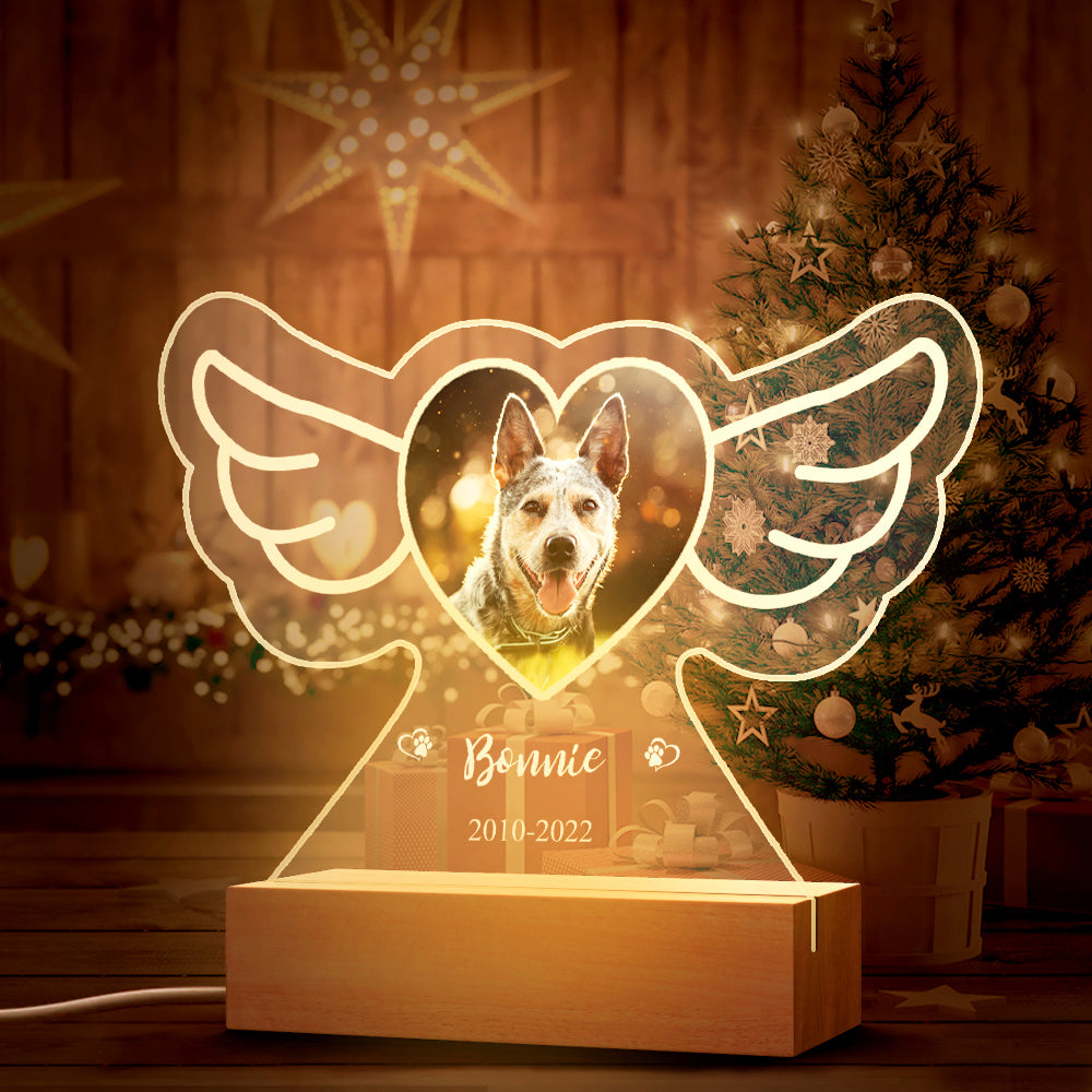 Personalized Pet Photo Lamp Custom Name Angel Wings Night Light - Premium picture frame from MadeMine - Just $14.99! Shop now at giftmeabreak