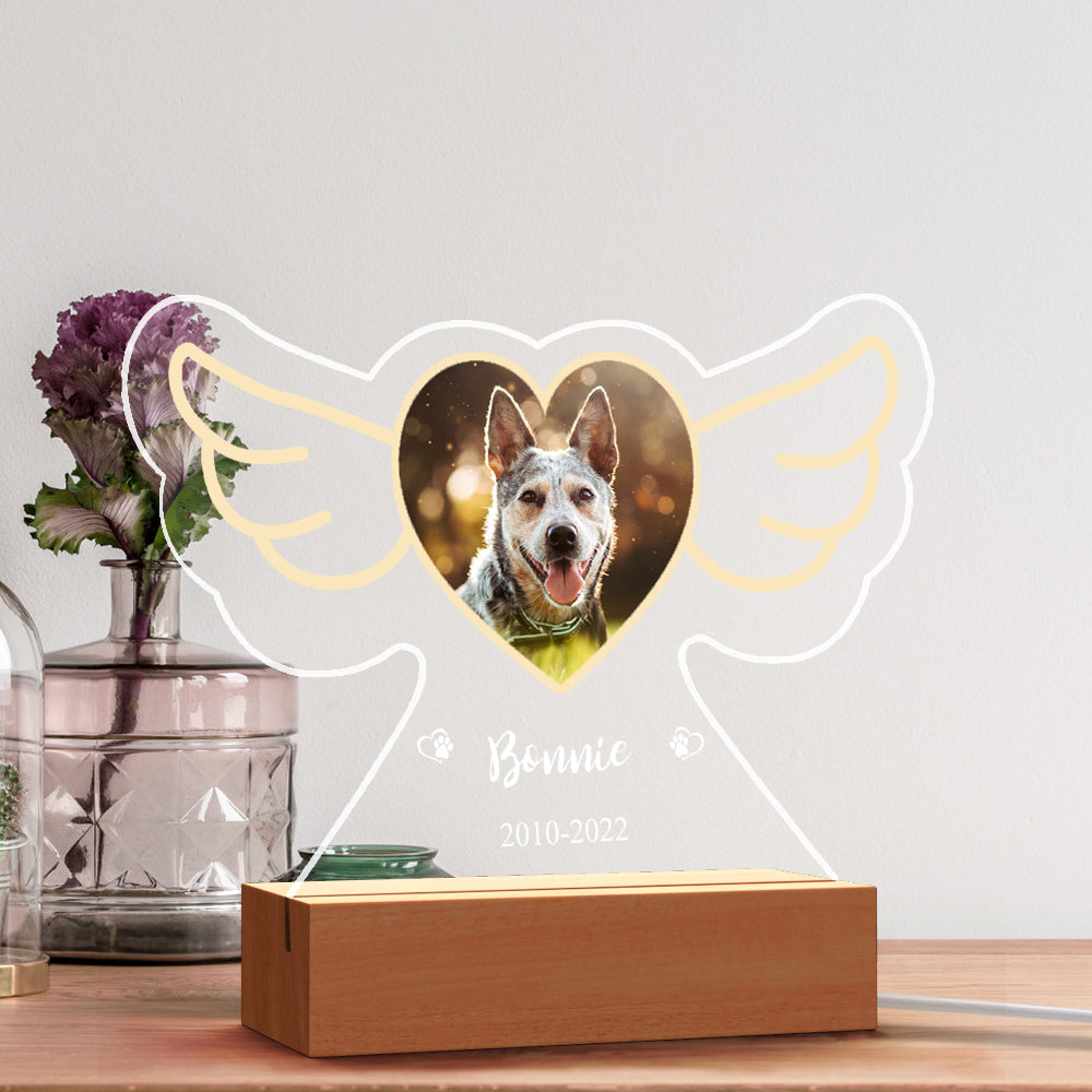 Personalized Pet Photo Lamp Custom Name Angel Wings Night Light - Premium picture frame from MadeMine - Just $14.99! Shop now at giftmeabreak