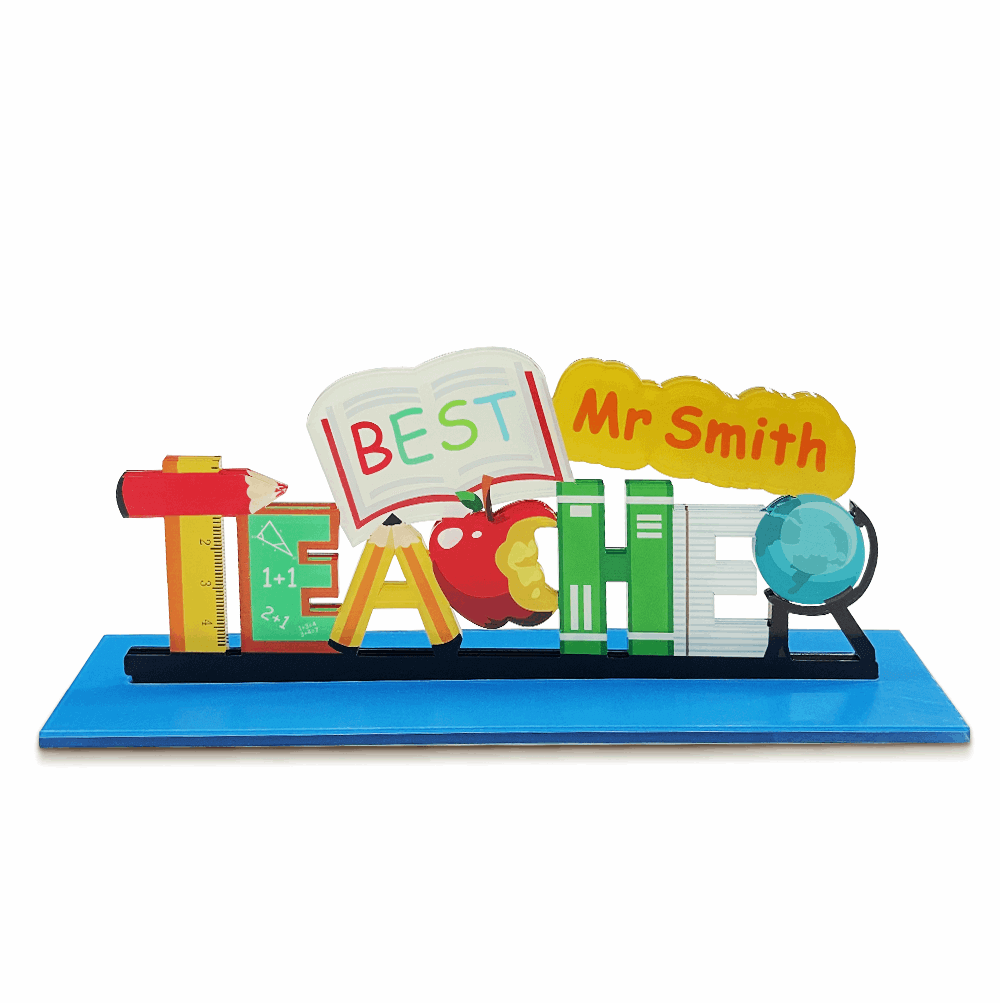 Custom Name Teacher Appreciation Table Decoration Best Teacher Sign