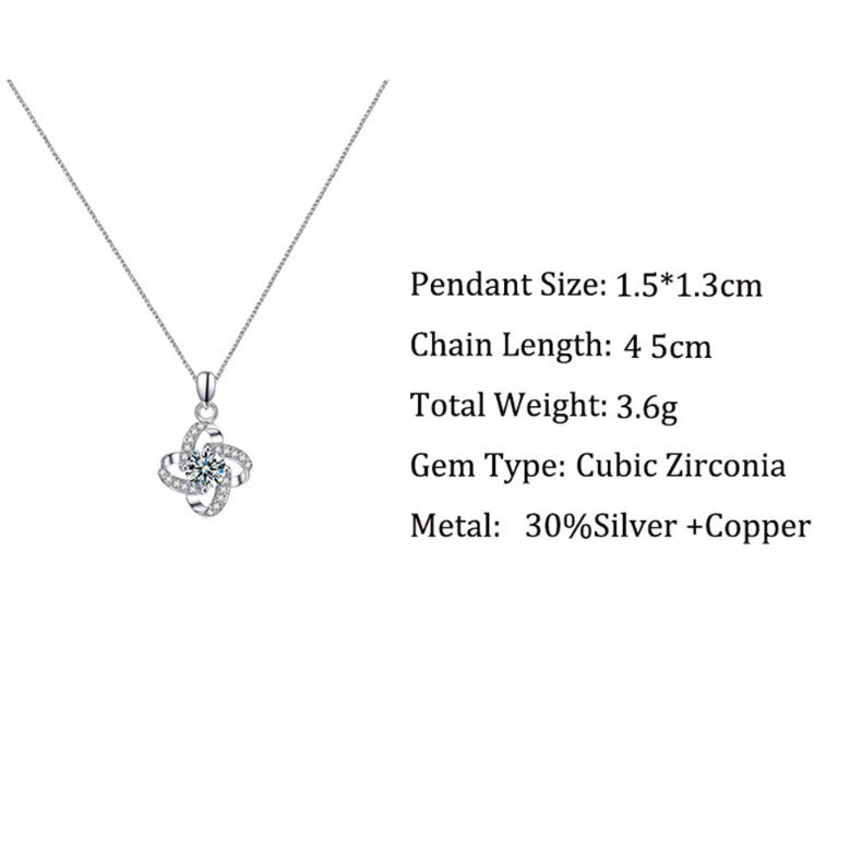 Fashionable four-leaf clover diamond swivel design gift box pendant necklace for girlfriends